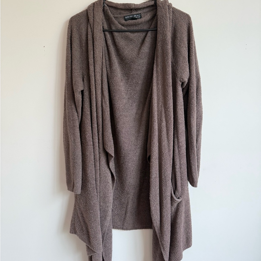 Barefoot Dreams Cozy Brown Open Front Cardigan